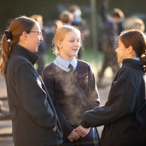 Students having a chat outside