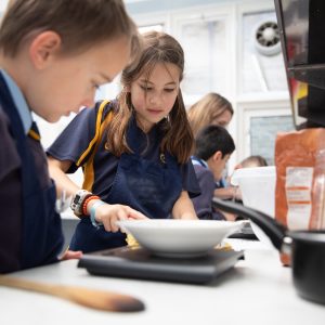 Students weighing out ingredients