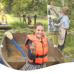 student on a kayak