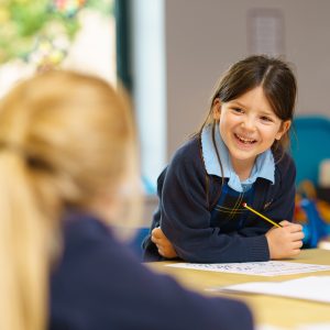 Student holding a pencil