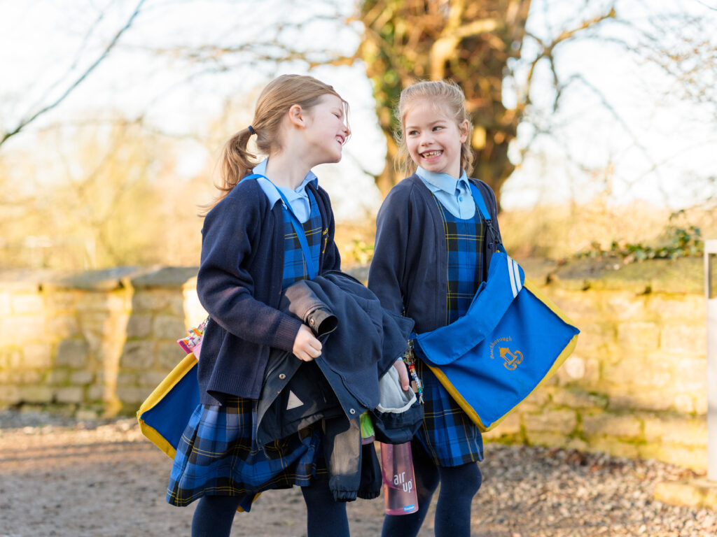 Children arriving to school at Beachborough Prep