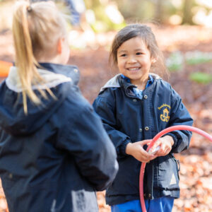 Reception children learning in Beachborough woodland