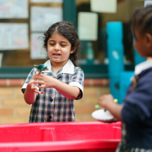 Water play in outside Reception class area