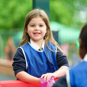 Early Years play outside with water trays